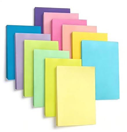 AiTodos® 1200pcs Sticky Notes, 76x50mm, 12 Livres-100 Feuilles/Livre, Sticky Notes pour Marquer et Surligner les Pages, Faciles à Ecrire, ré-Adhésifs, pour l'école, le Bureau - 12 Couleurs