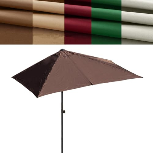 Demi-parasol rectangulaire pour balcon, jardin, marché, piscine, 270 x 150 cm (café, 2 x 1,3 m) avec mécanisme à manivelle facile