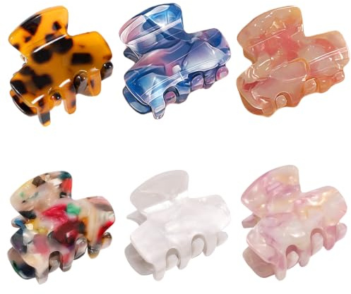 Aucuu Haarklammer Klein 6 Stück, Schildpatt Haarklauenclips, Rutschfeste Haarspange, Small Hair Clip, Haarspangen Damen für Dünnes Dickes Haar, Haarstyling-Zubehör für Frauen Mädchen