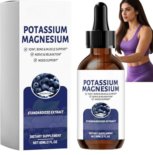 Potassium, olio liquido al magnesio, estratto di cura a base minerale, con pipetta, formula leggera multiuso, dosaggio preciso, consistenza dell'olio liquido, 60 ml