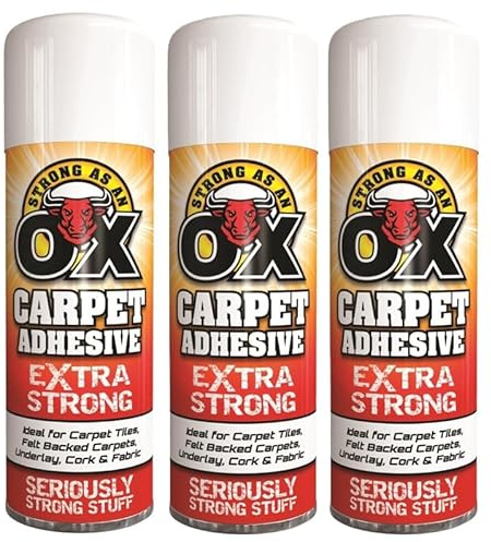 VARNOX Extra Strong Spray Adhesive 500ml – High-Strength, Fast-Bonding Aerosol Glue for Carpets, Carpet Tiles, Leather & Fabric, Heavy-Duty Multipurpose Contact Adhesive (3PCS)