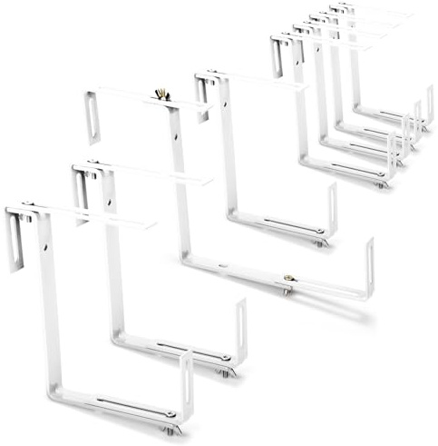 com-four® 8X Blumenkastenhalter für Balkon-Brüstungen und Geländer | flexible Befestigung aus Metall für Pflanzkästen - 2-fach verstellbar - kein Bohren notwendig
