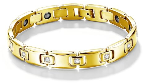 Zecimi Magnetarmband Damen, Silber Herz Kleeblatt Magnet Armband mit Zirkon | Verstellbar Edelstahl Armkette zum Stressabbau, Antistatisch Damenarmband für Besseren Schlaf, 22cm Magnetschmuck mit Box