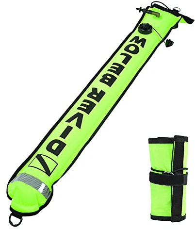 RiToEasysports 4FT High Visibility Inflatable Scuba Diving SMB Marker Boje Zubehör (Fluoreszierendes Gelb) Tauchen
