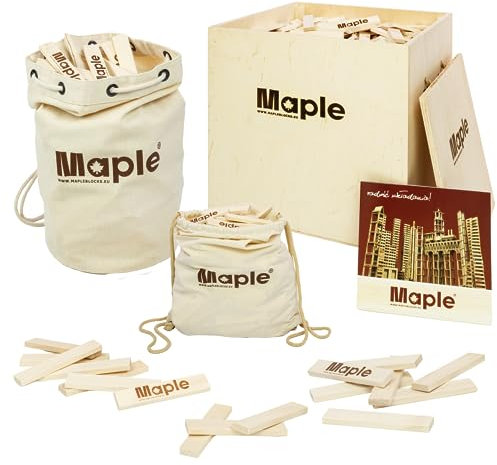 Natursache Holzbausteine - Entfessle kindliche Fantasie! Ultimatives Set für Kinder ab 3: Kreatives Spielen mit Naturmaterialien (Maple Seesack 400)