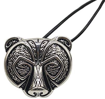 Collar de oso para hombre, collar con colgante de cabeza de oso vikingo nórdico con cadena de 19,7 pulgadas, collar amuleto tótem oso celta, collar Hip-Hop, regalo de joyería de oso animal punk para