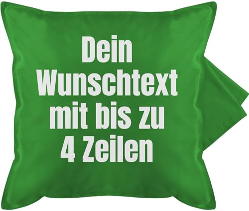 Kissenbezug - Aufdruck selbst gestalten - Wunschtext I Eigener Text I Custom Text - 50 x 50 cm - Grün - kissen zum selber drucken namenskissen personalisierte datum kuschelkissen beschriften