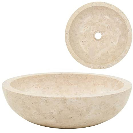 BaraSh Waschbecken 40x12 cm Marmor Creme Waschbecken Badezimmer Waschbecken Aufsatz Einbauwaschbecken