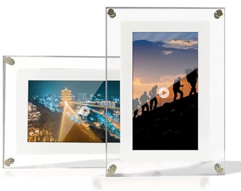 Cornice Per Foto Digitale in Acrilico, Schermo LCD Trasparente NFT Da 5/7/10 Pollici Con Memoria Da 1 GB E Batteria Ricaricabile, Supporta La Commutazione Orizzontale E Verticale,7 INCH