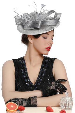 Generisch Fascinator für Braut, Hochzeit, Kopfbedeckung, ausgefallener Derby, Kirchenhut, Party, Kopfbedeckung für Damen, silber, Einheitsgröße