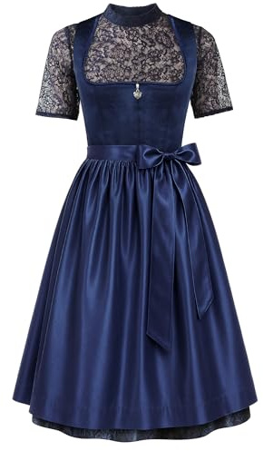 EIISSION Dirndl Oktoberfest-klänning Outfit Blå Tyrolsk Klänning Bayersk Klänning Dirndl Kostymer Traditionell Germandress Kjol Tredelat Set 48