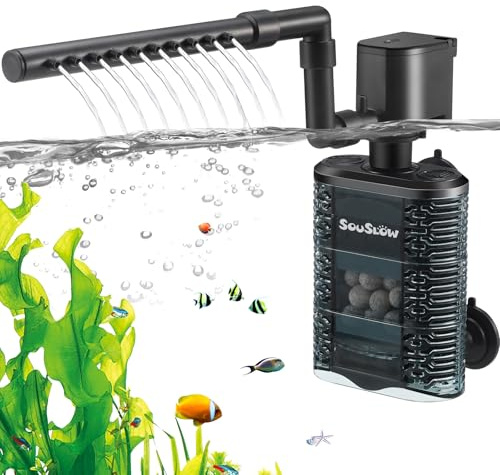SOUSLOW Filtro Interno per Acquario da 3 W, Circolazione di Ossigeno, Silenzioso, Adatto per Piccoli Acquari/Tartarughe, 390 L/H