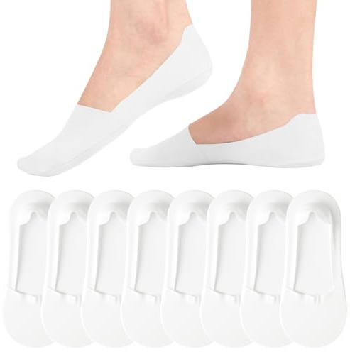 Caldodo Calzini sportivi da donna 39-42 35-38 calzini invisibili antiscivolo per l'estate - calzini da sneaker No Show Ballerine, 8 bianco, 39-42