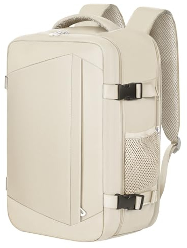 KIRFEIHT Mochila Viaje Cabina Avion 40x20x25 20L para Ryanair - Ordenador Portátil 14 Pulgadas Maletas de Cabina Pequeña Equipaje de Mano para Negocios y Ocio(Beige)