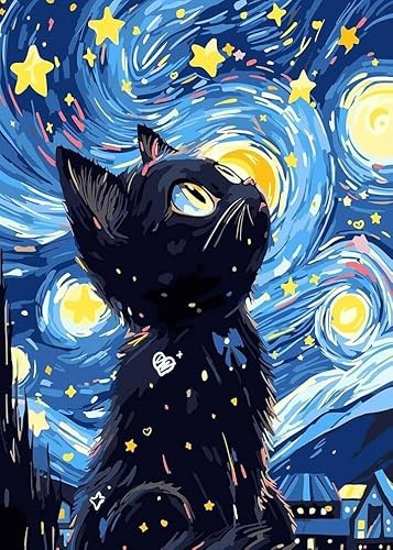 Aiuorty 5D Diamond Painting Bilder Katze Diamond Art Erwachsene Full DIY Diamant Kunst Malerei Stickerei Set Diamond Painting for Home Decoration, Weihnachtsgeschenke 30x40cm