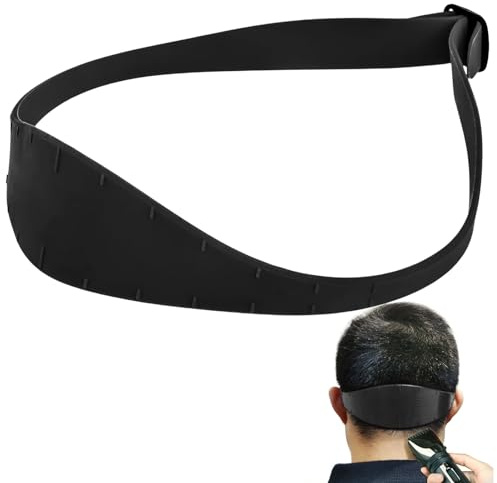 Homirty Adjustable Haircut Band, Neckline Shaving Template, Silicone Curved Haircut Band, Hair Trimming Guide with Adjustable Hair Cut Guides, Fade Guide Tool, Hair Fade Tool for Home Barber, Black