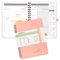 POPRUN Kalender 2025 2026 Monatsplaner 22 x 16,5 cm - 18 Monate Monatskalender Ringbuch A5 (Jul.2025-Dez.2026) - 1 Monat 4 Seiten, Softcover mit PU-Leder, 100 GSM Papier - Rosa
