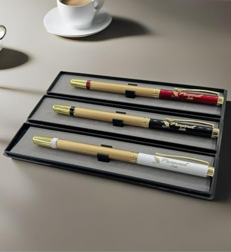 Pensoul London Kugelschreiber mit blauer Tinte, luxuriöse Goldfarbe, luxuriöses. (Schwarz)