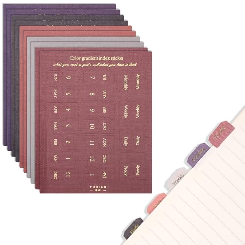 Tinoaly 10pcs Planner Monthly Tabs, Self-Adhesive Month Dividers Monthly Planner Stickers for Home Office Calender Notebooks Journals Organizing Accessories