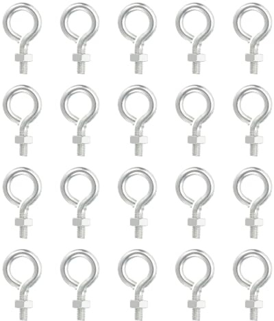 PATIKIL Bulloni Ad Occhio M3x8mm Con Dadi 20 Pezzi Bulloni Ad Occhio A Spalla Oscillante Per Filettati In Acciaio Al Carbonio Per Cavi Fili Luci Appese