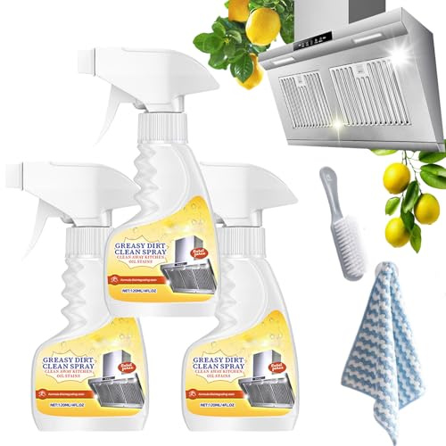 Greasy Dirt Clean Spray, 120 ml köksfronter rengöringsmedel instantly Decomposes Stubborn Stains And Oil Stains, Stain Cleaner för köksfläktar, ugnar, köksredskap med mera (3 st)