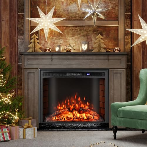 RELAX4LIFE Cheminée Électrique Encastrable 750W/1500W, 17-28℃ | Cheminee Decorative avec Effet Flamme LED | 3 Couleurs | 2 Modes | 6 Luminosités | Télécommande | Silencieuse | 37㎡