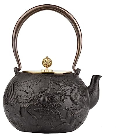 GAOJUNAN Classica Teiera, Teiera da 40,5 Once / 1,2 Litri Senza in Ghisa con Rivestimento in Bollitore in Stile Giapponese per Il Ristorante della Cucina Domestica Amanti del tè
