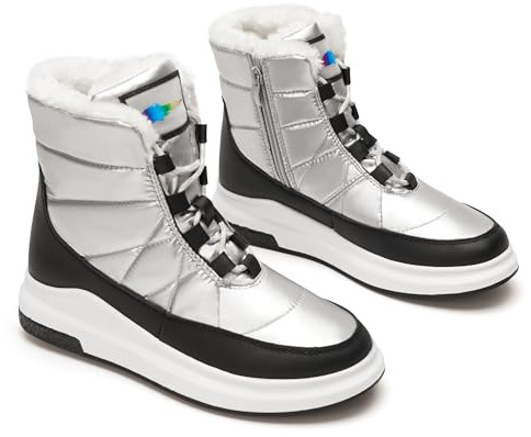GLAMORA Botas de nieve mujer invierno impermeables y térmicas con forro de pelo, botines cálidos antideslizantes y cómodos para trabajo, montaña, senderismo, ciudad o actividades al aire libre