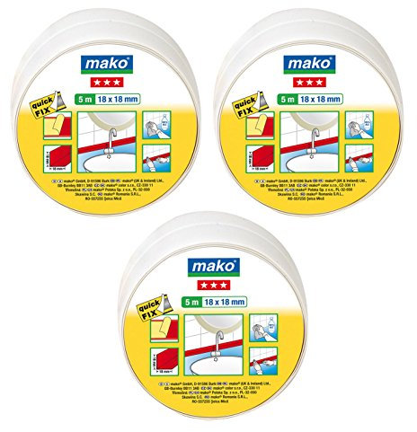 3 x mako Knickwinkel Winkel-Profil selbstklebend 18mm x 18mm, 3 x 5m Rolle, weiß