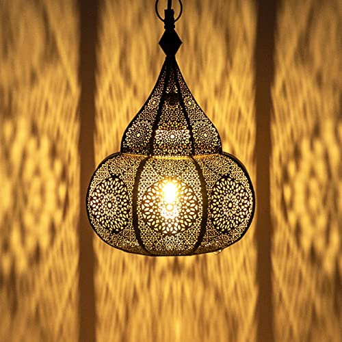 Lampada orientale marocchina - lampada a sospensione - Lampada da soffitto Ilham Oro - 40cm- molto pratica per un ottima illuminazione - trasmettere un eccellente - raffinata decorazione