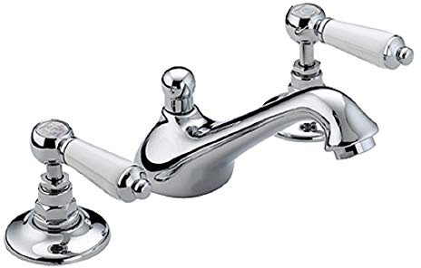 Bristan Renaissance Traditional Bathroom Taps,Chrome 3 Hole Basin Mixer tap | RS2 3HBAS C, Traditional design, Includes pop-up waste, bathroom sink taps, Matching showers available, Lifetime Cover
