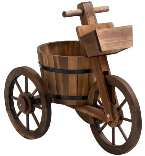 Outsunny Porte Plante Tricycle Étagère Pots de Fleurs 52L x 31l x 45H cm | Jardinière, Bois de Sapin