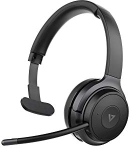V7 HB605M - Cuffie Bluetooth Mono con microfono e staffa rimovibile per PC, MAC, iPhone, Android, Bluetooth 5.0, Microsoft Teams, Zoom, Google Voice, Skype