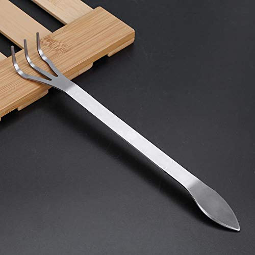 3-Prong Bonsai Rake, Stainless Steel Root Rake 3-Prong Loosen Soil Bonsai Tree Tools with Ergonomic Handle - 9.45 x 1.57in