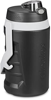 Relaxdays Trinkflasche, 2 Liter Wasserflasche mit Griff, unterwegs, Sportflasche, BPA-frei, auslaufsicher, schwarz/grau