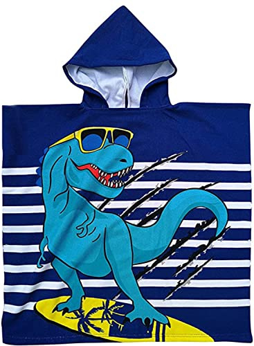 Rayson Badeponcho mit Kapuze für Kinder Jungen Mädchen Niedliche Cartoon Weich und Stark Saugfähige Badetuch Strand Handtuch(Gafas de Sol Dinosaurio)