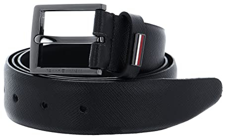 Tommy Hilfiger Herren Gürtel Business 3.5 Ledergürtel, Schwarz (Black), 90