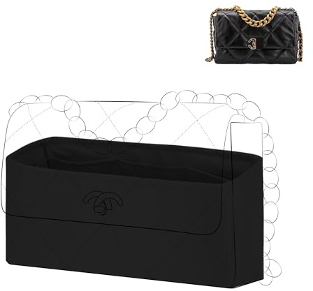DGAZ Handtasche Taschenorganizer für Chanel 19, Seide Handtaschenorganisator Damen, Luxus-Handtaschen & Tote Innentaschen (Schwarz, Flap 26) | Luxuriöse Satin-Innentasche, Perfekte Passform, Sanfter Schutz, Leicht