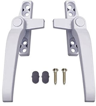 Poignées de fenêtre de rechange, poignée de fenêtre droite/gauche, alliage d'aluminium, poignée de fenêtre rétractable, boîtier de levier de verrouillage (gauche + droite, gris argenté)