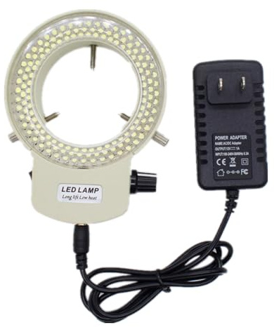 MeYouRow.C Microscope Ring Light Light LED 144B-ZK Illuminator for lab Stereo -Camera-Monocular Binocular Trinocular Lens (White)