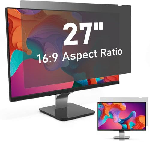 SOPPY Blickschutzfilter, 27 Zoll Monitor Blickschutzfolie, Monitor Screen Filter Datenschutz Bildschirmfilter mit Sichtschutz, Anti-Blaulicht und Blendschutz (16:9, 598 x 337 mm)