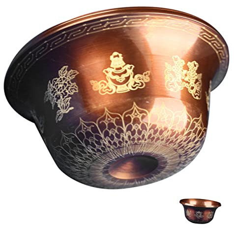 Garneck Buddhist Water Cup Decorative Metal Cup for Home Accessory Wear-Resistant Delicate Tabletop for Temple Worship Scenario