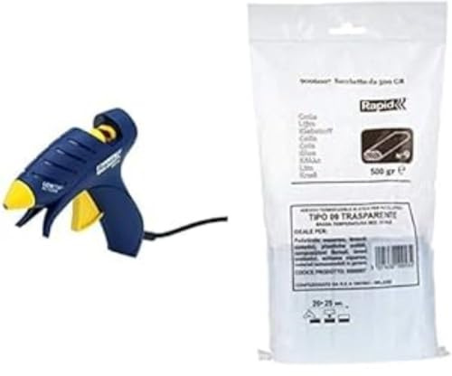 RAPID EG130 Low Temperature Glue Gun and Multipurpose Transparent and Oval Hot Glue Sticks, Bundle