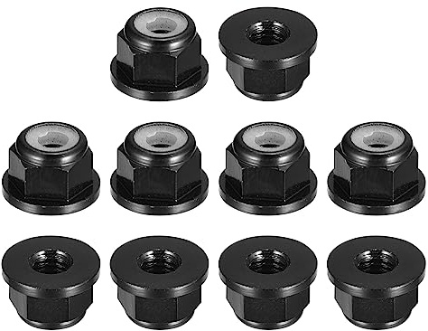QUARKZMAN 10Stk Nylon Einsatz Sechskant Sperre Muttern M2 x 0.4mm Schwarz | Selbstsichernde Mutter Eloxieren Flansch Sicherungsmutter, Aluminum Legierung, Für Befestigungsmittel