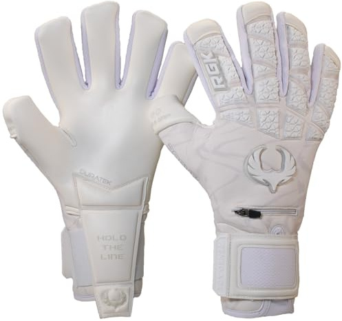 Renegade GK Limited Edition Rogue Blizzard Goalie Gloves with Fingersaves | 4mm Giga Grip | White Goalkeeping Gloves (Size 9, Youth-Adult, Neg. Cut, Level 4+)