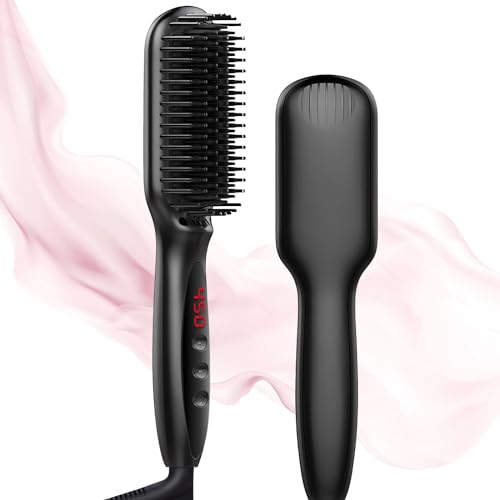 Journeyside Brosse Chauffante Lissante, Professionnelle Brosse Lissante Chauffante,120~230℃ Adaptée à Tous Les Types Cheveux, Brosse Lissante Ionique, Conception Anti-brûlure, Lissage Facile et Rapide