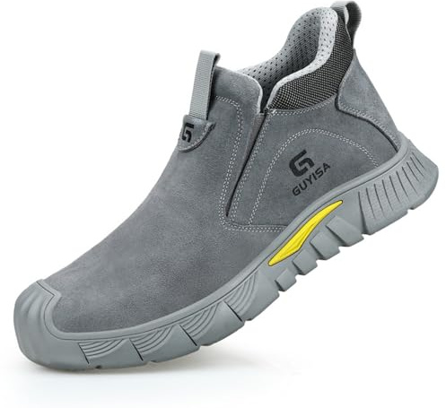 ZCBYBT svetsar säkerhetsskor Steel Toe Sneakers Indestructible Work Shoes, för svetsning Byggplats,Gray,45 EU