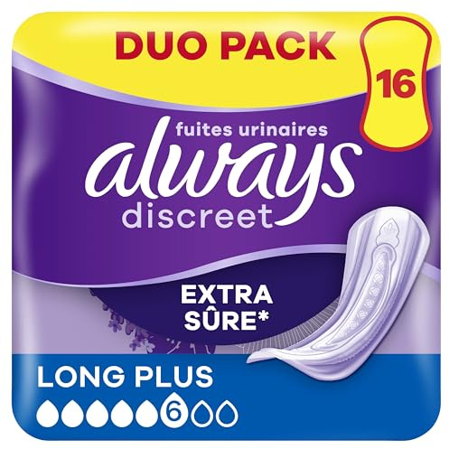 Always Discreet Serviettes Pour Fuites Urinaires Femmes Long Plus 16 Serviettes Protection Extra Sûre Et Discrétion Optimale