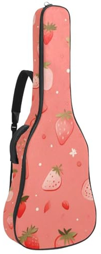 Universale Tasche für Akustikgitarre mit Staufach und wasserdichtem Design, rotes Fruchtmuster, mehrfarbig, 42.9x16.9x4.7 in, Gitarrentasche