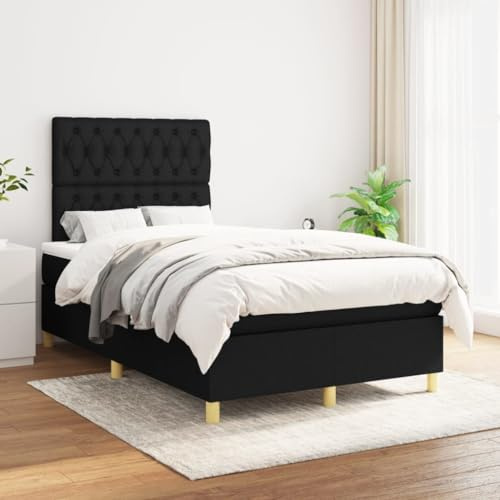 CKioict Palettenbett Modernes Bettgestell Jugendbett Boxspringbett mit Matratze Schwarz 120x200 cm StoffGeeignet für Arbeitszimmer, Wohnzimmer, Hotel
